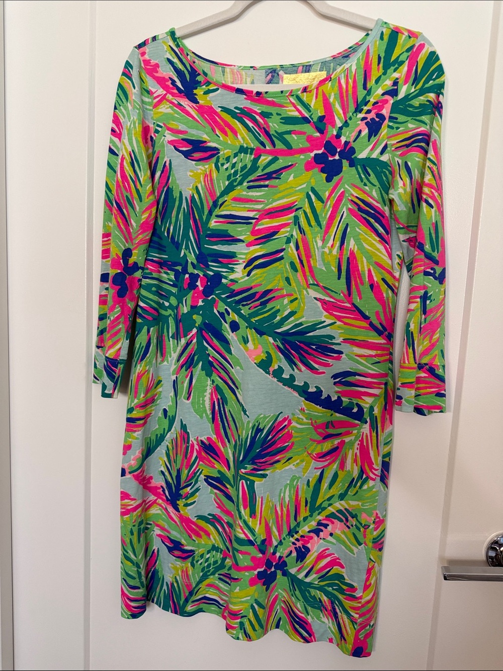 Lilly Pulitzer Neon Green and Hot Pink Tropical Cover-Up Dress